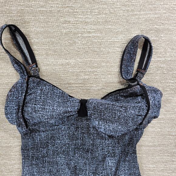 Captiva One Piece Swimsuit Blue Faux Denim Chambray Adjustable Straps Swimwear - Picture 12 of 15